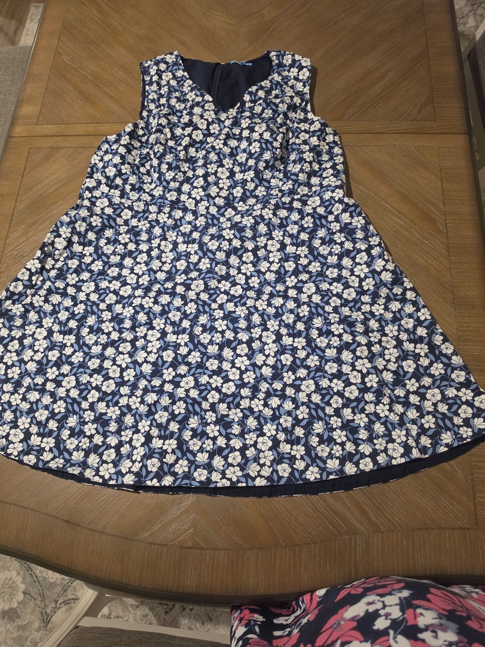 Draper James Navy Blue Floral Sleeveless A-Line Dress